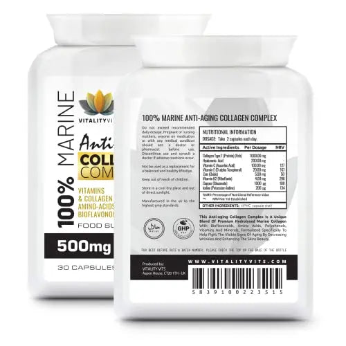 Marine Collagen Complex - High Strength 30 Capsules for Joint Support Hair VITALITYVITS Au supplements