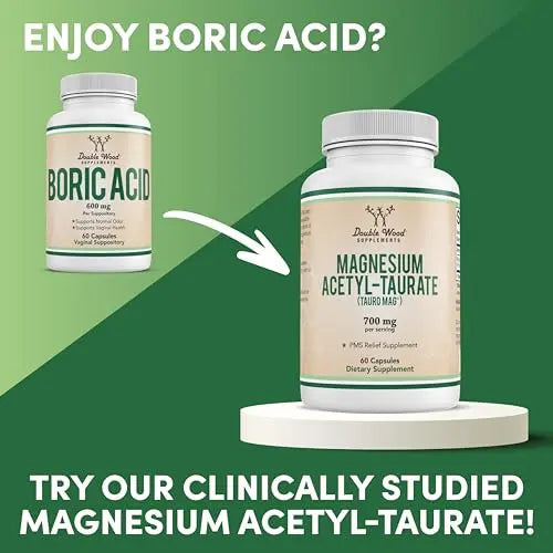 Boric Acid Vaginal Suppositories (600mg, 60 Count) Supports Vaginal pH Balance, Odor Control Double Wood Supplements Au supplements