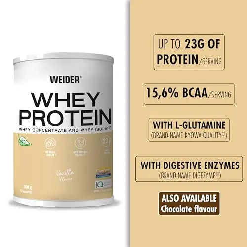 Weider Whey Protein (300g) Vanilla Flavour. Whey Protein from Concentrate and Isolate Weider Au supplements