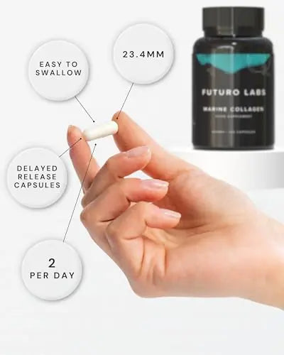 Marine Collagen Capsules 1200mg with VIT C (12mg) and Zinc (1.5mg) - Made in The UK Futuro Labs Au supplements