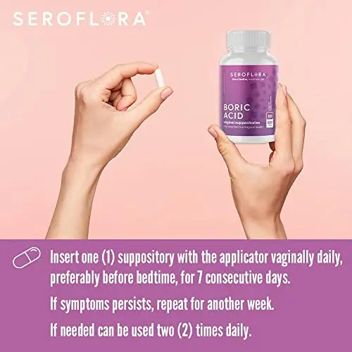 Seroflora Boric Acid Vaginal Suppositories for Women + 1 Suppository Applicator - Helps Seroflora Au supplements