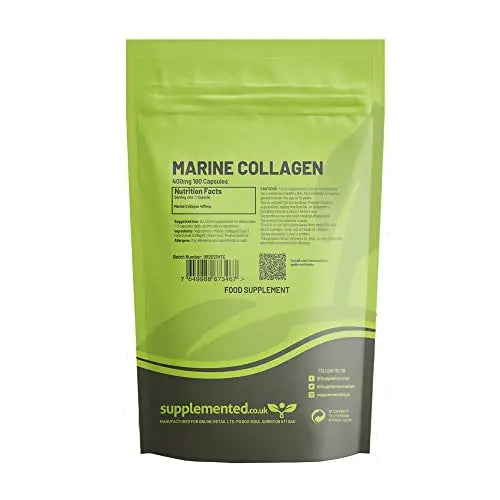 Marine Collagen 180 Capsules 400mg UK Made. Pharmaceutical Grade Type 1 Hydrolysed Supplement. Skin Nails Hair and Joints Supplemented Au supplements