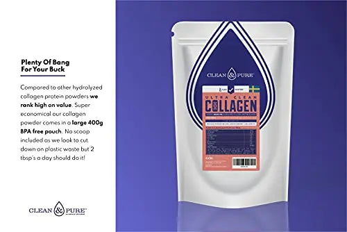 Clean & Pure Collagen Powder, Lab Tested Bovine Peptides with No or Zero Growth Hormones, Pesticides or Vet Meds - 400g Lean Caffeine Au supplements
