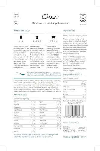 Ossa Certified Grassfed Collagen Peptides Powder-Supplement for Joint, Gut, Hair, Skin & Nails Ossa Au supplements