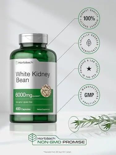 White Kidney Bean Extract Capsules | 6000mg | 400 Count | Non-GMO & Gluten Free Horbäach Au supplements