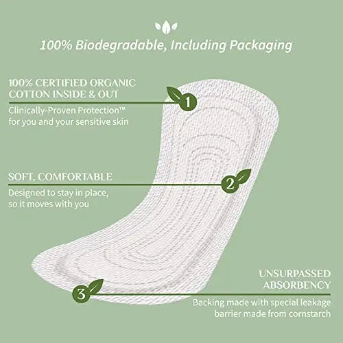 Organyc 100% Certified Organic Cotton Folded Panty Liner, Ultra Thin, Light Flow, 24 Count Organyc Au supplements