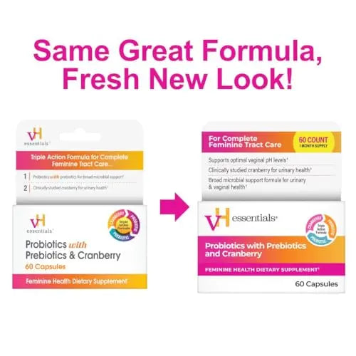 vH essentials Probiotics with Prebiotics and Cranberry Feminine Health Supplement - 60 Capsules vH essentials Au supplements