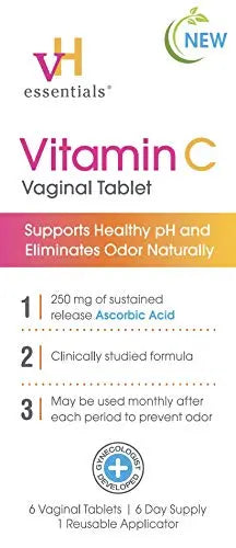 vH essentials Vitamin C Vaginal Tablet | Boric Acid Suppository Alternative | Supports Healthy pH and Eliminates vH essentials Au supplements