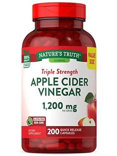 Nature's Truth Apple Cider Vinegar Capsules | 1200mg | 200 Pills | Extra Strength | Value Size Nature's Truth Au supplements