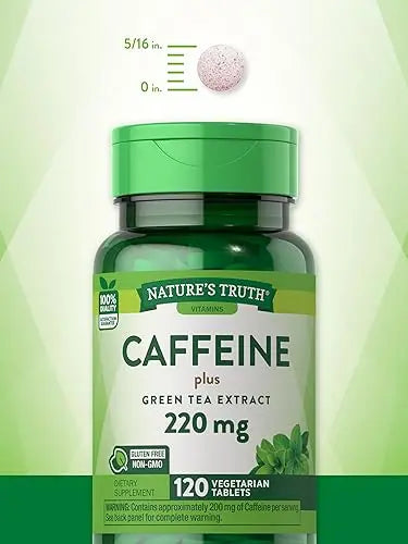 Caffeine Pills | 220mg | 120 Count | with Green Tea Extract | Vegetarian, Non-GMO & Gluten Nature's Truth Au supplements