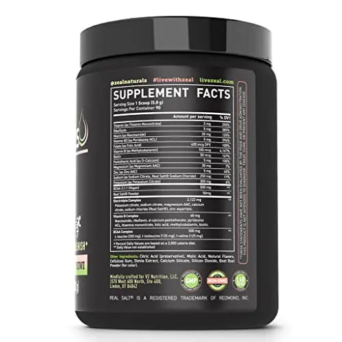 Enhanced Electrolyte Powder (Strawberry Kiwi | 90ct.) Sugar Free + BCAA, B-Vitamins Zeal Naturals Au supplements
