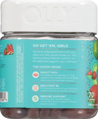 OLLY Teen Girl Multi Gummy, Healthy Skin and Immune Support, 15 Essential Vitamins, Biotin, Zinc, Calcium, Chewable Multivitamin OLLY Au supplements