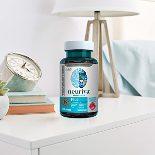 NEURIVA Plus Decaffeinated Nootropic Brain Supplement for Memory, Focus & Concentration & Cognitive Function, Clinically Tested NeuroFactor, Phosphatidylserine, Vitamins B6 B12,50ct Strawberry Gummies NEURIVA Au supplements