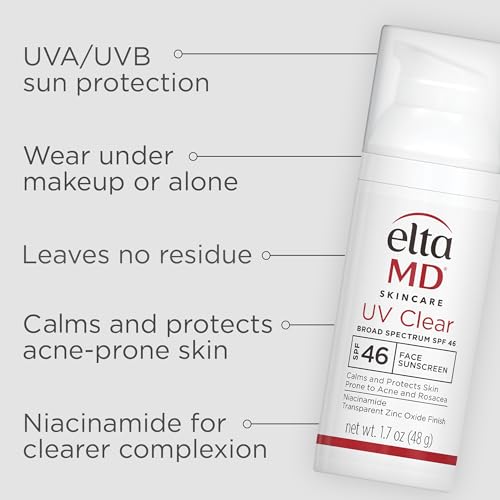 EltaMD UV Clear Face Sunscreen SPF 46, Oil Free for Face with Zinc Oxide, Dermatologist Recommended Sunscreen Lotion