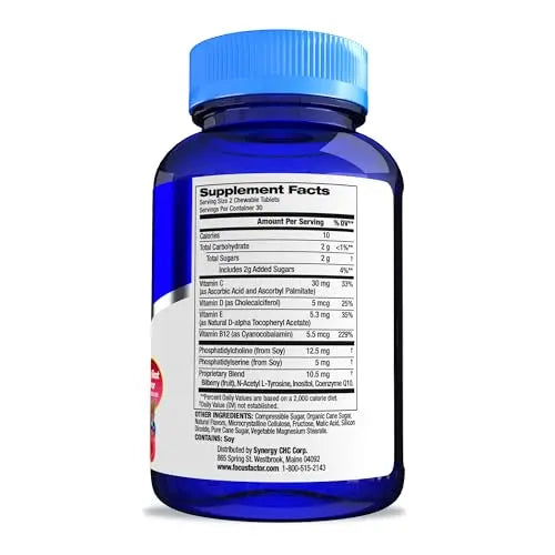 Focus Factor Kids Complete Daily Chewable Vitamins: Multivitamin & Neuro Nutrient (Brain Function) w/Vitamin B12, C, D3-60 Count Focus Factor Au supplements