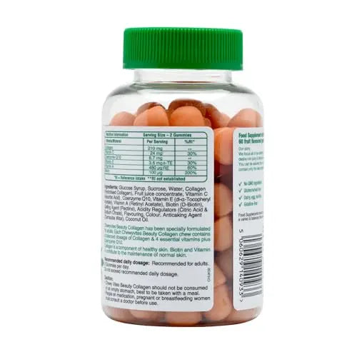 Chewy Vites Beauty Collagen 60 Gummy Vitamins |Hydrolised Collagen, CoQ10, Biotin + Vitamins | 1 Month Supply | Real Fruit Juice | Berry Flavour | 2-a-Day | CHEWY VITES Au supplements