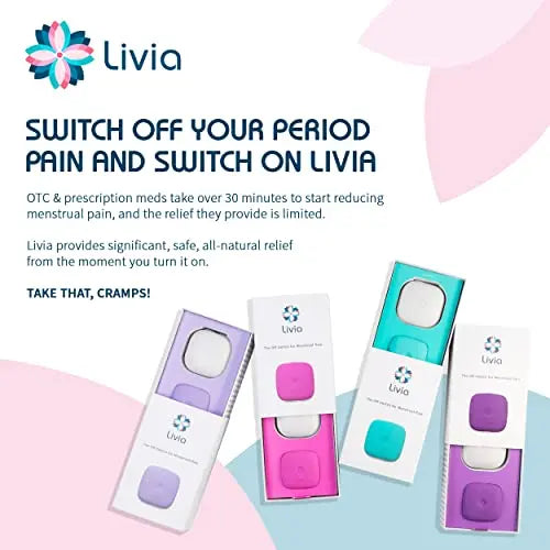Livia Menstrual Pain Relief Device, Purple - The Off Switch for Period Pain - Portable Unit with Stick Livia Au supplements
