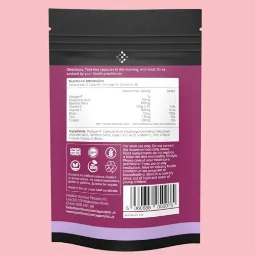 Unique Vegan Collagen Supplement with 18 Amino Acids, Hyaluronic Acid, Bamboo Silica, Biotin, Vitamins Positive Science People Au supplements