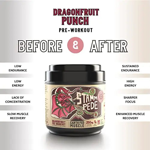 Earth Fed Muscle Stammpede DragoFruit Punch Pre Workout, 30 Servings, Boost Energy Earth Fed Muscle Au supplements