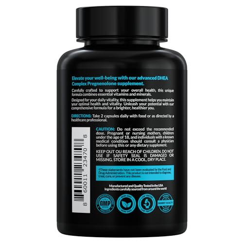 DHEA Micronized 200mg Complex with Pregnenolone 100mg Supplement for Men & Women with Ashwagandha, DIM, Magnesium, Boron, Calcium , Zinc, Vitamin D3, C and B6 Hormone Support - Made in USA 90 Capsules EVERYDAY NUTRITION Au supplements