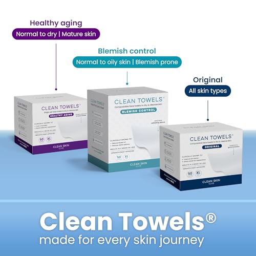 Clean Skin Club Clean Towels XL®, Travel Pack 100% USDA Biobased Disposable Face Towel