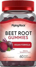 Beet Root Gummies | 60 Count | with Nitrates and Black Pepper Extract | Nitric Oxide Piping Rock Au supplements