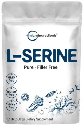 Pure L Serine Powder, 500 Grams (250 Day Supply), Filler Free, Supports Production Micro Ingredients Au supplements