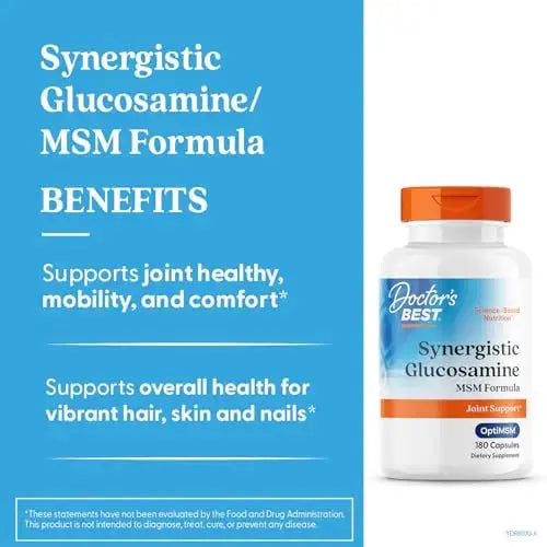 Doctors Best Synergistic Glucosamine MSM Formula, Joint Support, Non-GMO, Gluten Free, Soy Free 180 Capsules Doctor's BEST Au supplements