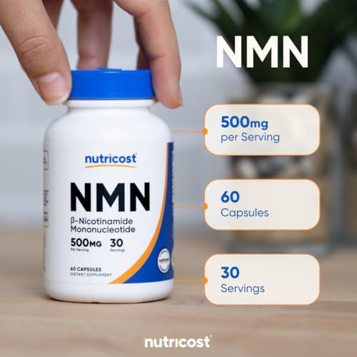 Nutricost NMN (Nicotinamide Mononucleotide) 500mg, 60 Capsules - Vegetarian Friendly, 30 Servings, Gluten Free, GMO Free Nutricost Au supplements