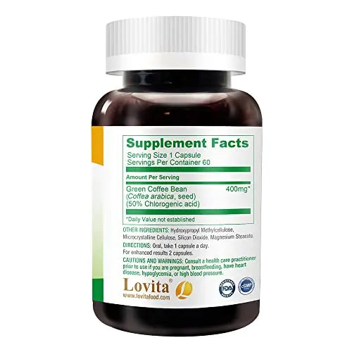 Lovita High-Potency Green Coffee Extract: 1600mg Equivalent, 50% Chlorogenic Acid Lovita Au supplements