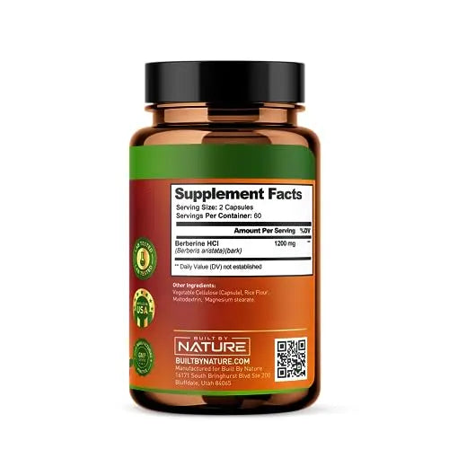 Berberine 1200mg - 100% Pure Berberine HCl Supplement, High Strength Berberine Built by Nature Au supplements