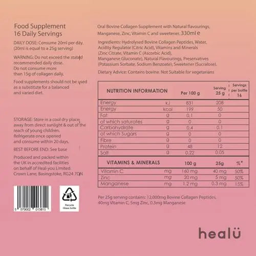 Collagen Supplements for Women, Highest-Dose 12000mg Liquid Collagen Peptides, Bovine Collagen Healu Au supplements