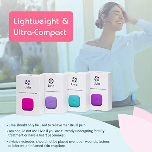Livia Menstrual Pain Relief Device, Purple - The Off Switch for Period Pain - Portable Unit with Stick Livia Au supplements