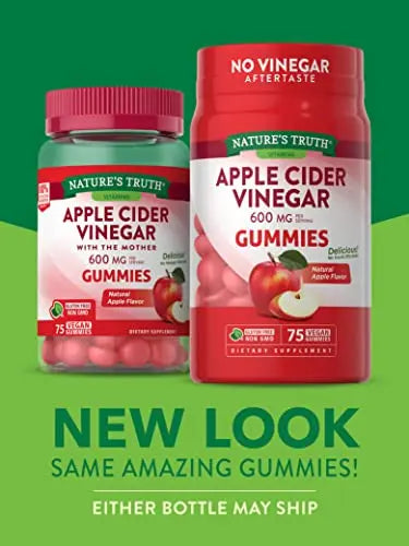 Nature's Truth Apple Cider Vinegar Gummies | 600 mg | 75 Gummies | Natural Apple Flavor Nature's Truth Au supplements