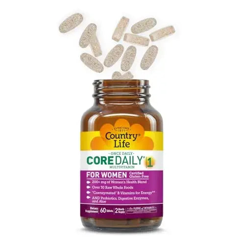 Country Life Women’s Core 1 Daily Multivitamin with Iron, Cranberry, Probiotics, and Digestive Enzymes-Certified Gluten-Free Formula for Energy Country Life Au supplements