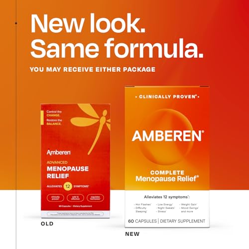 Amberen Menopause Supplement for Women, 60 Capsules, Clinically Proven, Helps Support Hormone Balance, Helps Relieve 12 Menopause Symptoms: Hot Flashes, Night Sweats, Mood Swings and More Amberen Au supplements