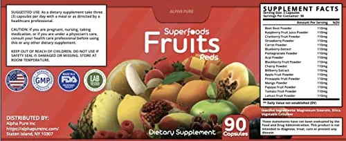 90 Capsules Each Bottle 540 Capsules superfoods Veggies Greens and Reds Fruits Triple Alpha Pure Au supplements