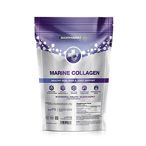 Marine Collagen 1000mg Tablets + Vitamin C (2 Month Supply / 60 High Strength Capsules) Biopharm-X Au supplements