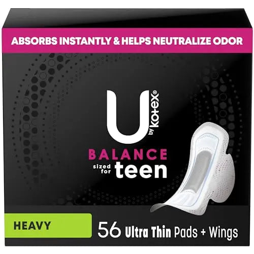 U by Kotex Balance Sized for Teens Ultra Thin Pads with Wings, Heavy Absorbency, 56 Count U by Kotex Au supplements