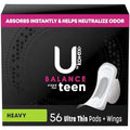 U by Kotex Balance Sized for Teens Ultra Thin Pads with Wings, Heavy Absorbency, 56 Count U by Kotex Au supplements