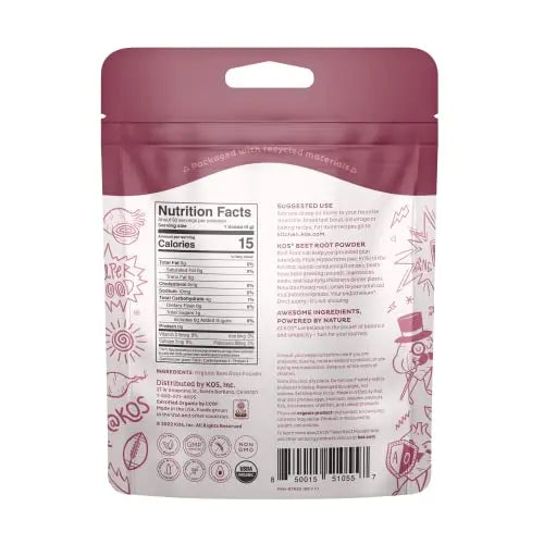 KOS Organic Beet Root Powder, USDA Certified - Natural Nitric Oxide Booster, Superfood KOS Au supplements