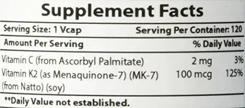 Best Naturals MK-7 Vitamin K2 100 mcg 120 Vcaps Best Naturals Au supplements