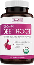 USDA Organic Beet Root Powder (120 Tablets) 1350mg Beets Per Serving with Black Pepper Healths Harmony Au supplements