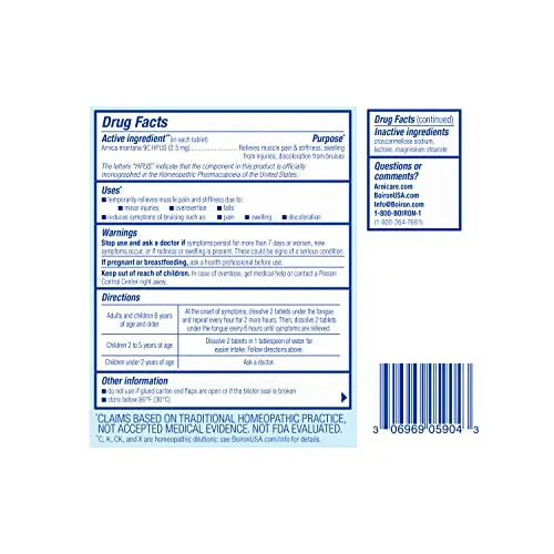 Boiron Arnicare Tablets for Pain Relief from Muscle Pain, Joint Soreness, Swelling from Injury or Bruises Boiron Au supplements