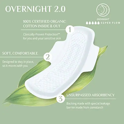 Organyc New and Improved 100% Certified Organic Cotton Overnight Feminine Pads Organyc Au supplements