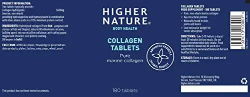 Higher Nature Collagen, High Strength - Pack of 180 (Packaging May Vary) HIGHER NATURE Au supplements