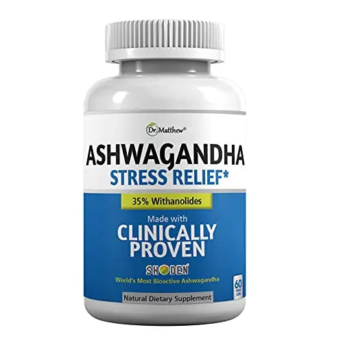 Aswagandha Vitamin Stress Relief Supplement. Cortisol Blocker Ashwagandha Capsules Dr. Matthew Au supplements