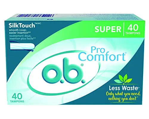 o.b. Pro-Comfort Non-Applicator Tampons, Super Absorbancy, 40 Count (Pack of 1) o.b. Au supplements