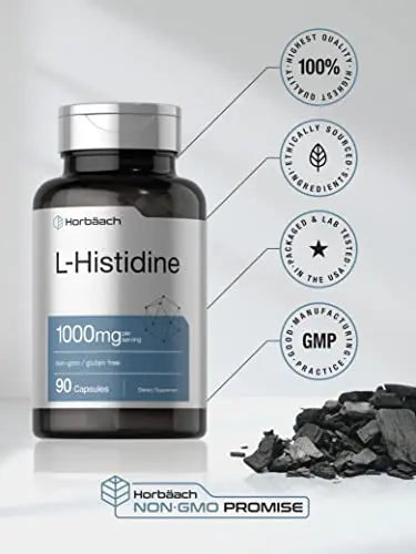 Horbaach L-Histidine 1000mg 90 Capsules | Non-GMO and Gluten Free | Pharmaceutical Horbäach Au supplements