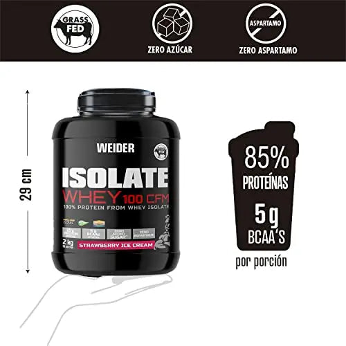 Weider Isolate Whey 100 CFM (2kg) Strawberry Ice Cream Flavour. Protein Powder with 25g Proteins Weider Au supplements